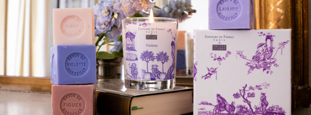 Coffret toiles de Jouy violet pour cadeau entreprise